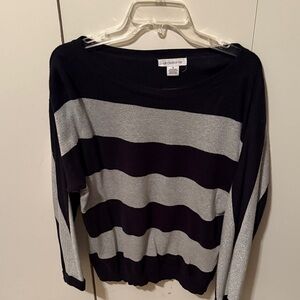 Liz Claiborne Women's Black and Silver Striped Sweatshirt